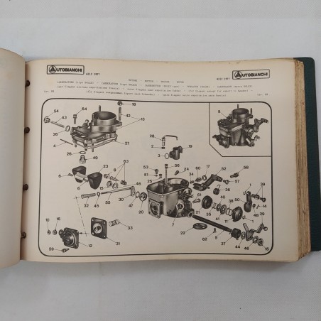 Lancia Catalogo parti di ricambio A112, 1977 multilingue, raccoglitore. Macchie