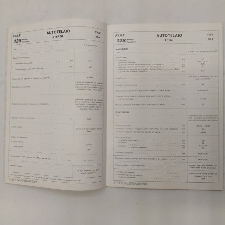 Auto mod. 128 Fiat, Dati principali per le riparazioni, 1973. Piccoli strappi