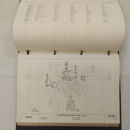 Catalogo parti di ricambio Fiat  1100R multilingue in raccoglitore,'66. Mediocre