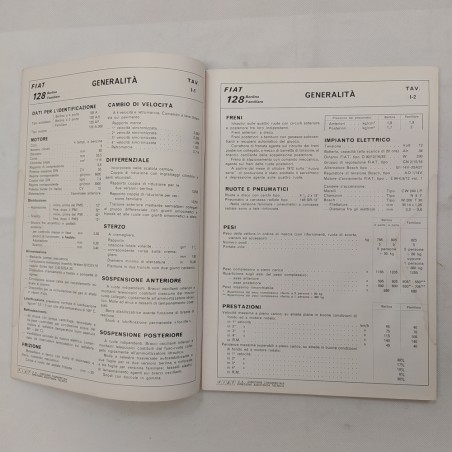 Auto Fiat modello 128, Dati principali per le riparazioni, 1973. Mediocre