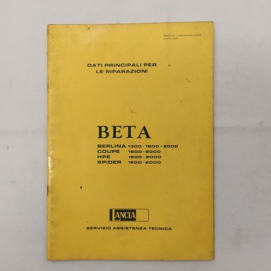 Manuale BETA Dati per le riparazioni auto Lancia, 1976. Condizioni mediocri