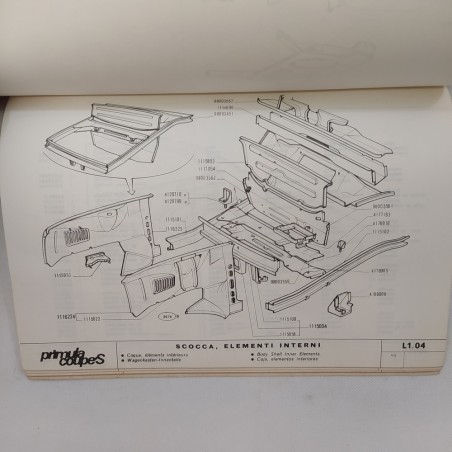 Autobianchi Catalogo parti di ricambio Primula CoupeS, 1973 multilingue. Macchie