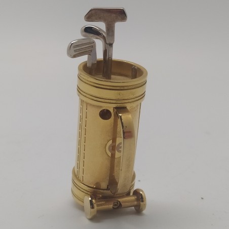 Orologio da tavolo svizzero Bucherer a tema golf, dorato. Mazza spezzata