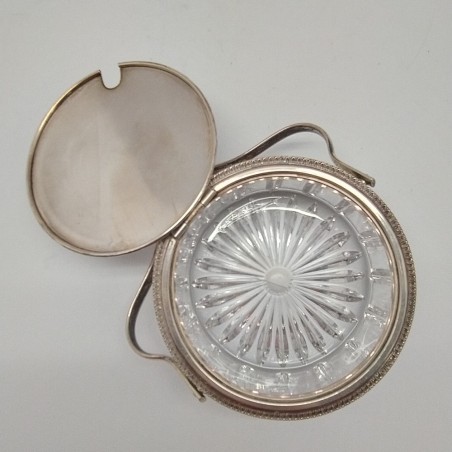 Porta formaggio cristallo e argento anni '50. Punti con patina. Buono