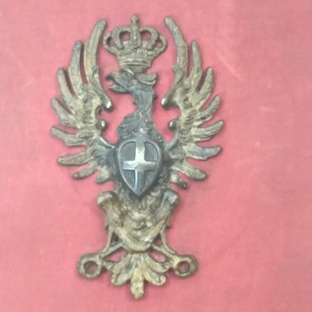 Quadro militare con aquila sabauda in metallo. Macchie