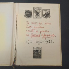 Testo del nuovo Patto Marino scritto da Gabriele D'Annunzio, luglio 1923. Buono 2