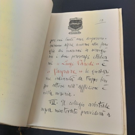 Testo del nuovo Patto Marino scritto da Gabriele D'Annunzio, luglio 1923. Buono