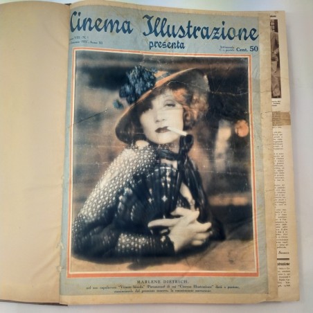 Riviste Cinema Illustrazione annata 1933 rilegate il volume rigido. Ingiallito