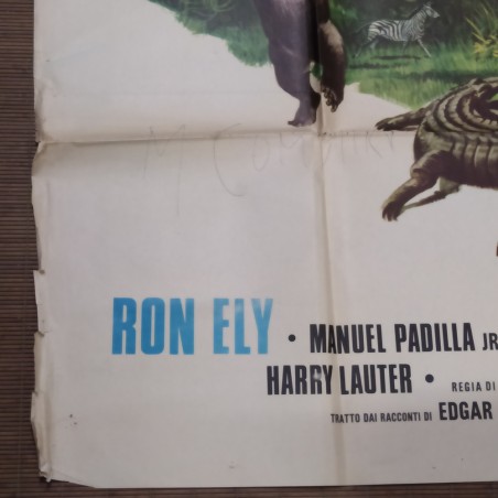 Manifesto originale Tarzan nelle montagne della luna 1974 Strappi. Due fogli ...