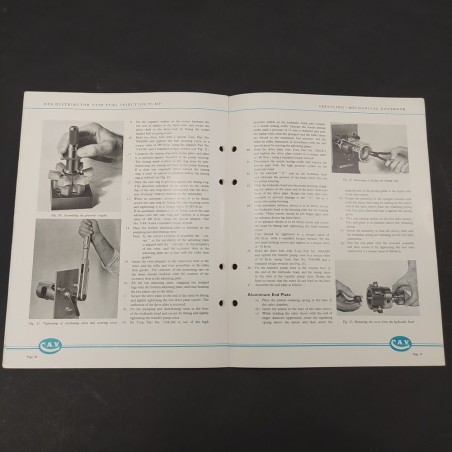 Manuale d'officina C.A.V. Distributor type fuel injection pumps in inglese, 1969