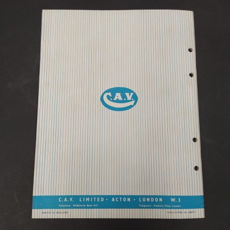 Manuale d'officina C.A.V. Distributor type fuel injection pumps in inglese, 1969
