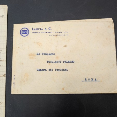 Lotto di due lettere una manoscritta e a macchina per Togliatti Nenni Terracini
