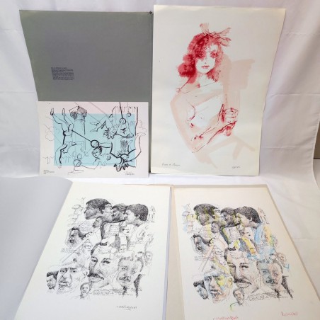 Lotto di 5 litografie Claudio Lasagni x2, Pantieri Imer Guala x2