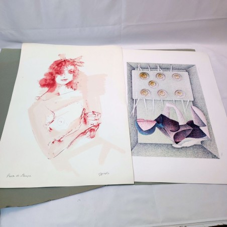 Lotto di 5 litografie Claudio Lasagni x2, Pantieri Imer Guala x2