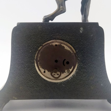 Orologio da camino con scultura equestre cavaliere con lancia h. 32 cm