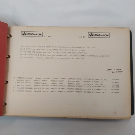 Raccoglitore Catalogo parti di ricambio auto Lancia A112, 1977. Mediocre