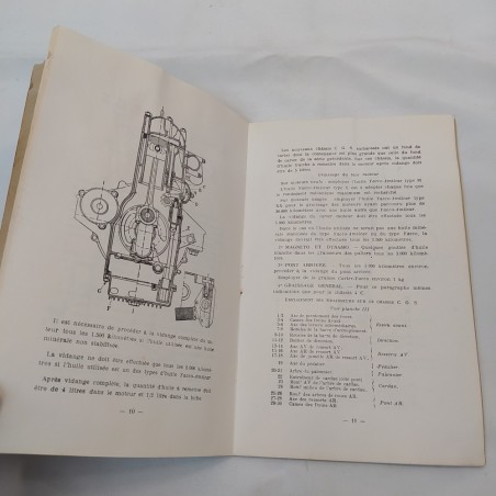 Libretto uso e manutenzione Amilcar 6-7-8-10HP francese anni '20. Ingiallimenti