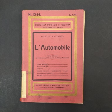 Libro L'automobile, G. Cattaneo, Biblioteca popolare di cultura,1915. Fioriture