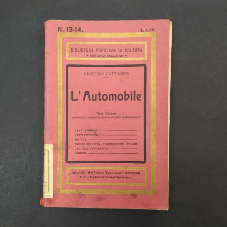 Libro L'automobile, G. Cattaneo, Biblioteca popolare di cultura,1915. Fioriture