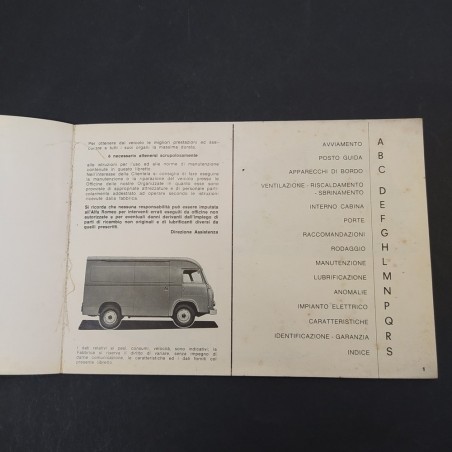 Libretto uso e manutenzione furgone Alfa Romeo F20m Saviem. Polvere