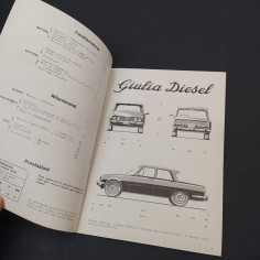 Alfa Romeo Libretto uso e manutenzione Giulia diesel, 1976. Ingrigito 2