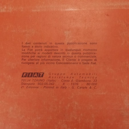 Libretto uso e manutenzione Fiat 126, 1976. Copertina molto sbiadita