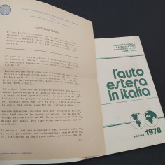 Libro L'auto estera in Italia, 1978, UNRAE con comunicato stampa. Buono 2