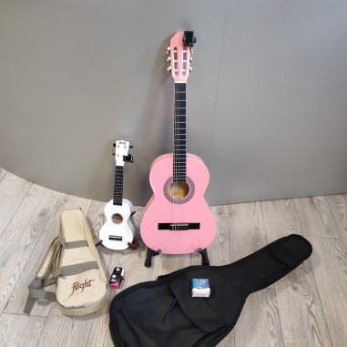 Chitarra Eko CS-5 rosa e Ukulele Mahalo MR1 wt bianco usati