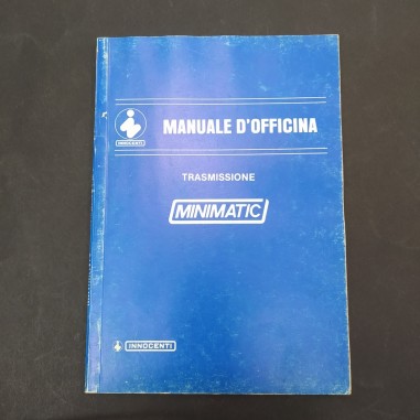 Manuale d'officina trasmissione auto Minimatic Innocenti, 1985. Aloni di umidità