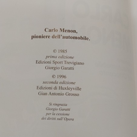 Libro Il roncadese Carlo Menon, pioniere dell'automobile nell'ottocento, 1996