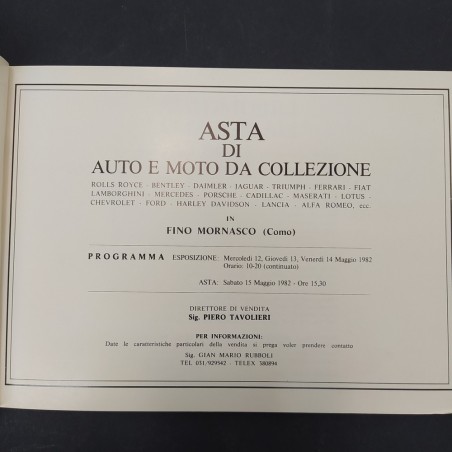 Libro Asta di auto e moto da collezione, Odescalchi 1982. Fioritura in copertina