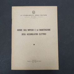 Libro Norme sull'impiego e la manutenzione degli accumulatori elettrici, 1949