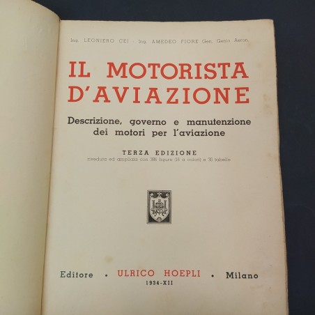 Libro Il motorista d'aviazione, 3° edizione 1934, Cei e Fiore. Macchie