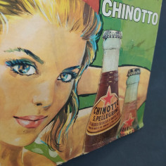 Cartello pubblicitario in rilievo Chinotto S. Pellegrino fortemente macchiato 2
