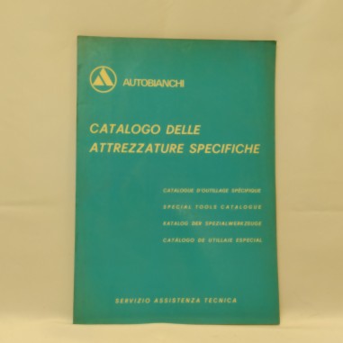 Catalogo delle attrezzature specifiche Autobianchi, 1972. Carta ingiallita