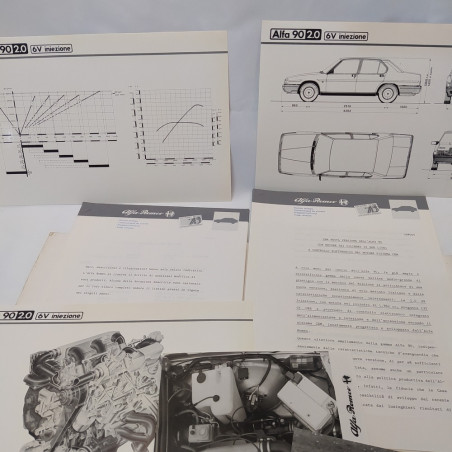 Cartellina stampa Alfa Romeo mod. Alfa 90 - 2.0, 1985 con documenti e foto