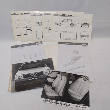 Cartella stampa Alfa Romeo mod. Alfa 90 Super con documenti, foto e schemi