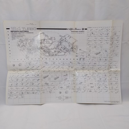 Schema Impianto elettrico delle vetture Alfa Romeo, 164 Turbo 50x70 cm. Buono