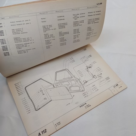 Catalogo parti di ricambio Autobianchi A112, 1969, timbro dell'assistenza