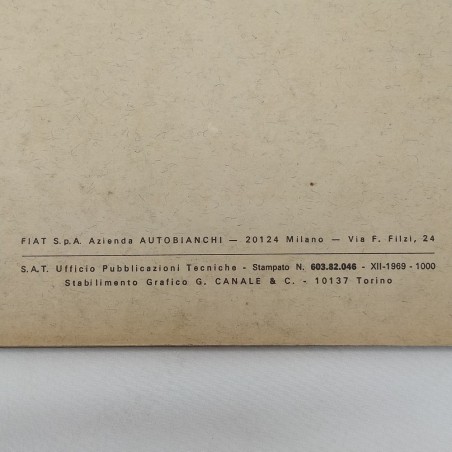 Catalogo parti di ricambio Autobianchi A112, 1969, timbro dell'assistenza