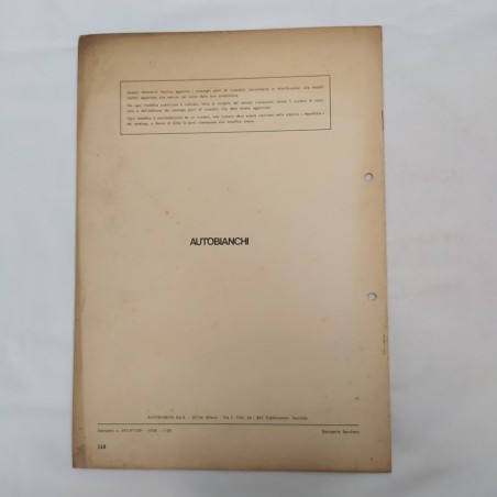 Autobianchi Notiziario tecnico n. 24, febbraio 1968 con fori. Macchie d'officina
