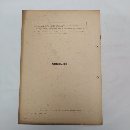 Autobianchi Notiziario tecnico n. 23, dicembre 1967 con fori. Macchie d'officina