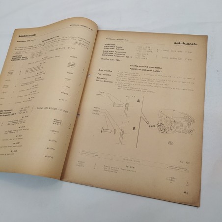 Autobianchi Notiziario tecnico n. 21, maggio 1967 con fori. Macchie d'officina