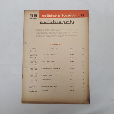 Autobianchi Notiziario tecnico n. 18, novembre 1966 con fori. Macchie d'officina