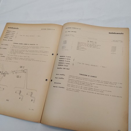 Autobianchi Notiziario tecnico n. 18, novembre 1966 con fori. Macchie d'officina
