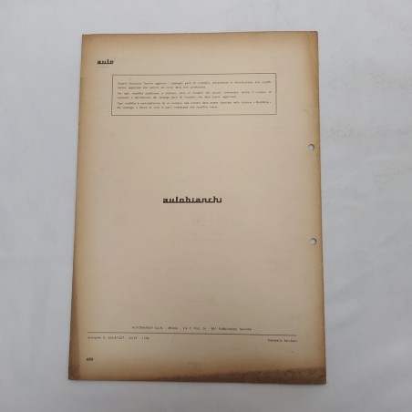 Autobianchi Notiziario tecnico n. 20, marzo 1967 con fori. Macchie d'officina