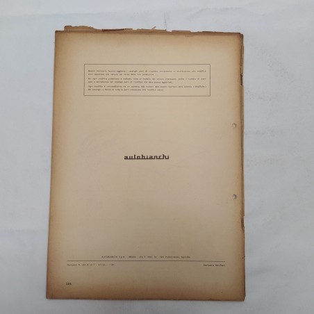 Autobianchi Notiziario tecnico n. 16, luglio 1966 con fori. Macchie d'officina