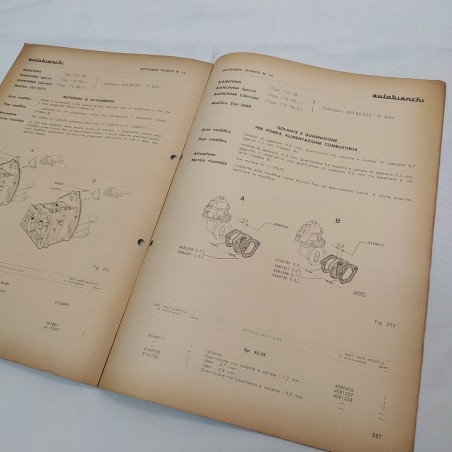 Autobianchi Notiziario tecnico n. 15, maggio 1966 con fori. Macchie d'officina