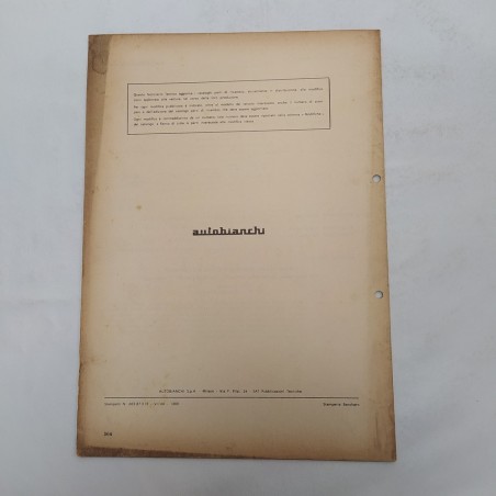 Autobianchi Notiziario tecnico n. 15, maggio 1966 con fori. Macchie d'officina