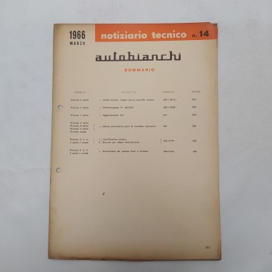 Autobianchi Notiziario tecnico n. 14, marzo 1966 con fori. Macchie d'officina